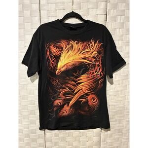 Spiral Direct Phoenix Rising Graphic T-Shirt Mens Large Black Double Sided Goth